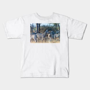 Zebra Herd in Moremi Game Reserve, Botswana Kids T-Shirt